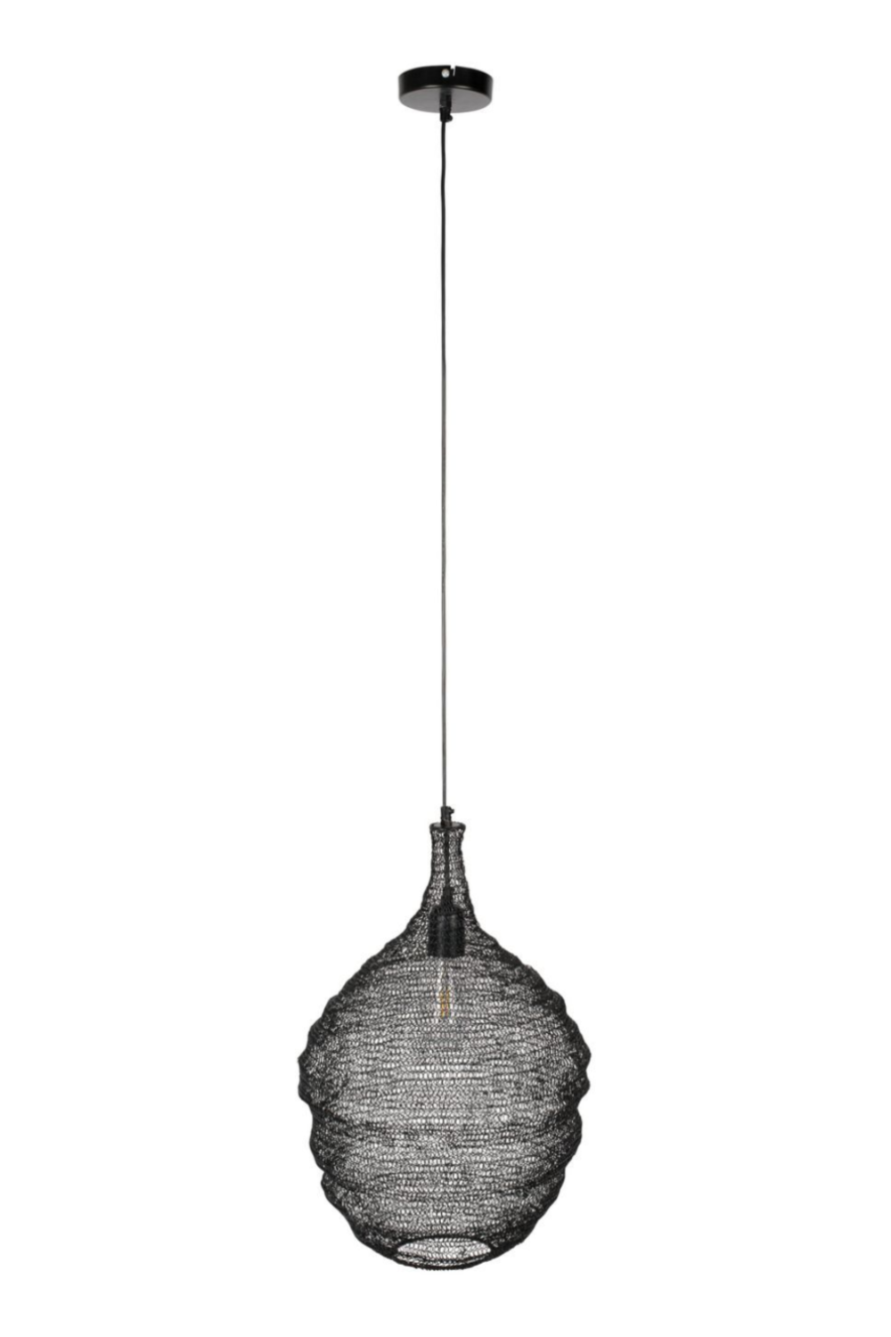 Black Iron Mesh Pendant Lamp M | DF Lena | DutchFurniture.com