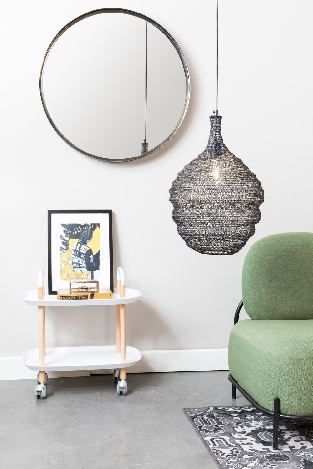 Black Iron Mesh Pendant Lamp M | DF Lena | DutchFurniture.com