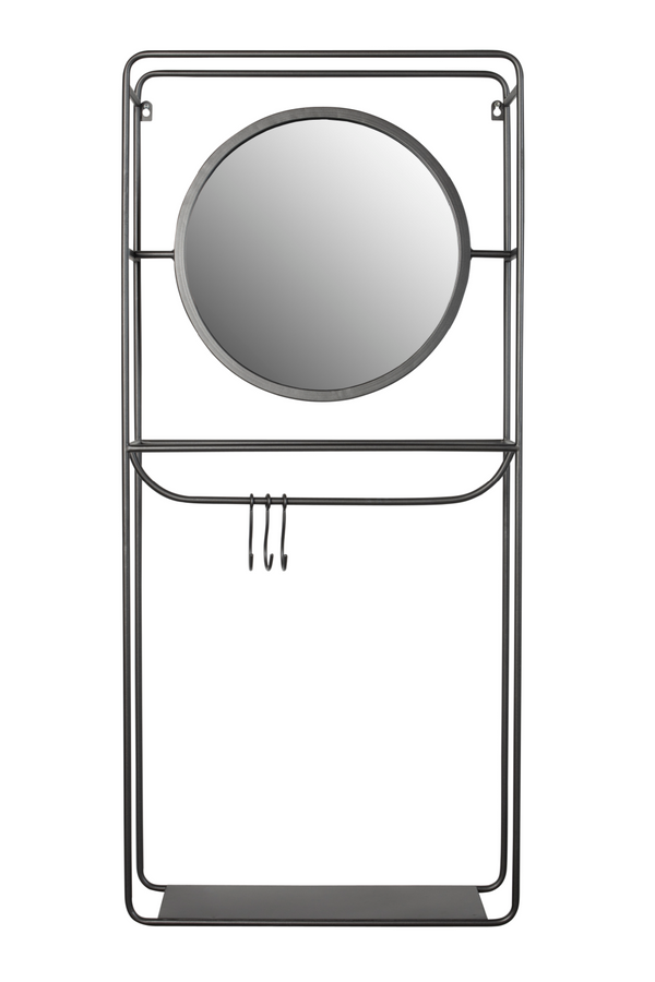 Gray Wall Rack With Mirror | DF Duco | Dutchfurniture.com