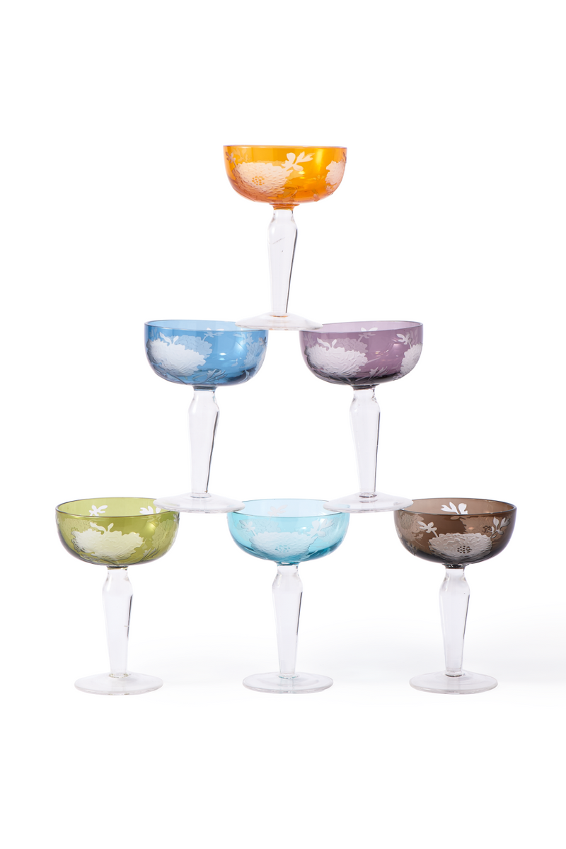 Sandblasted Multi-Colored Coupe Glass | Pols Potten Peony | Dutchfurniture.com