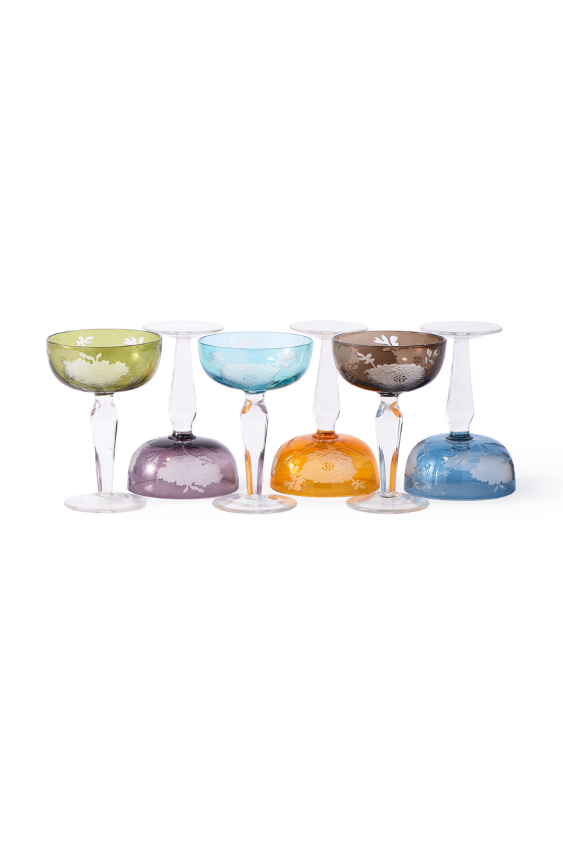 Sandblasted Multi-Colored Coupe Glass | Pols Potten Peony | Dutchfurniture.com