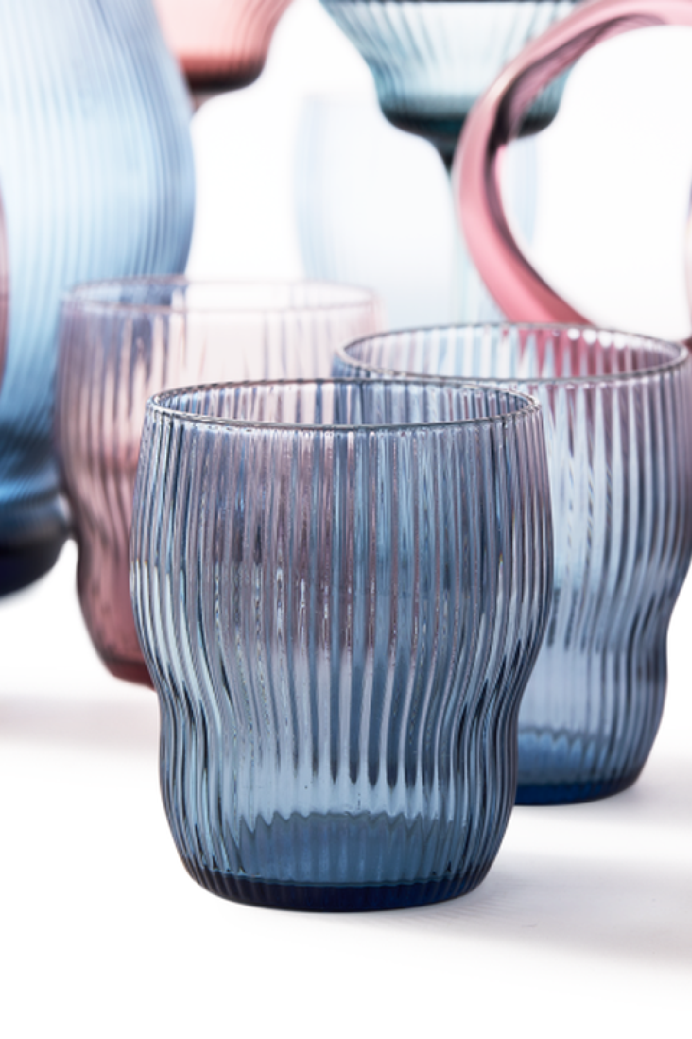 Blue Ridged Glass Tumbler | Pols Potten Pum | Dutchfurniture.com