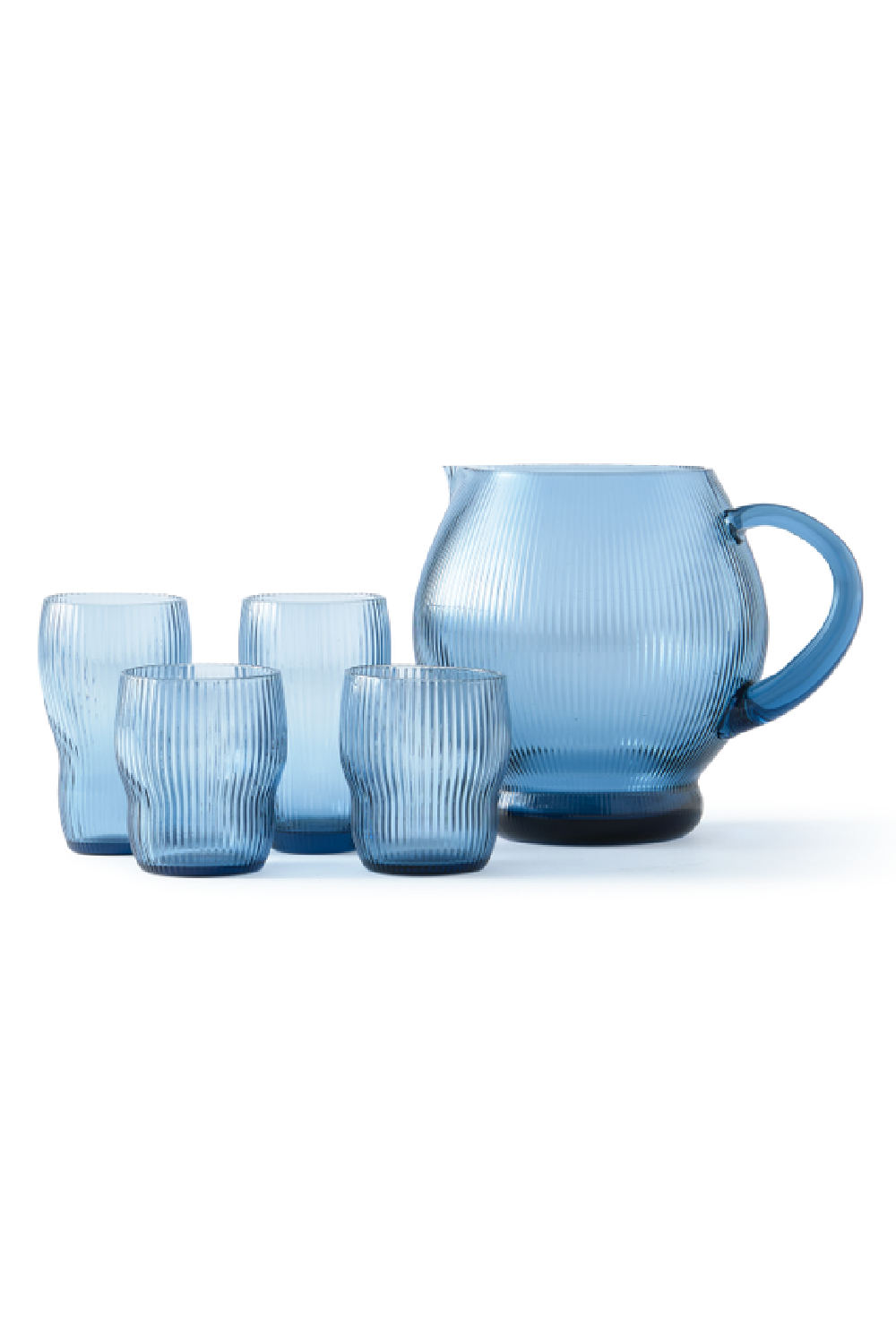 Blue Ridged Glass Pitcher | Pols Potten Pum | Dutchfurniture.com