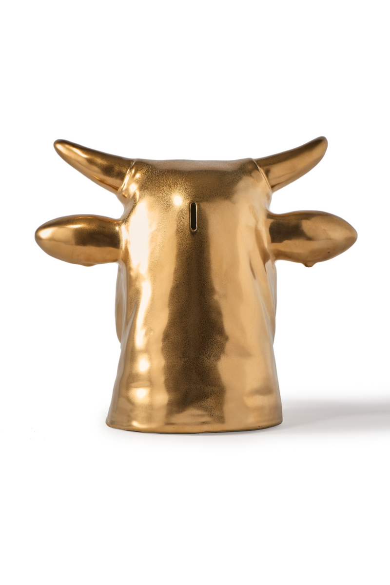 Gold Cow Head Moneybox | Pols Potten Don't Eat Me, Save Me | Dutchfurniture.com