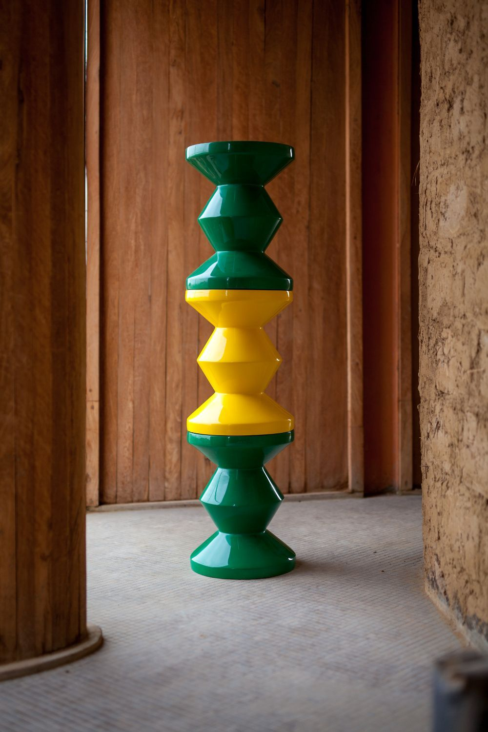 Green Lacquered Accent Stool | Pols Potten Zig Zag  | Oroatrade.com