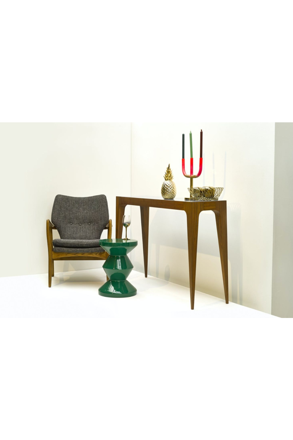 Green Lacquered Accent Stool | Pols Potten Zig Zag  | Oroatrade.com