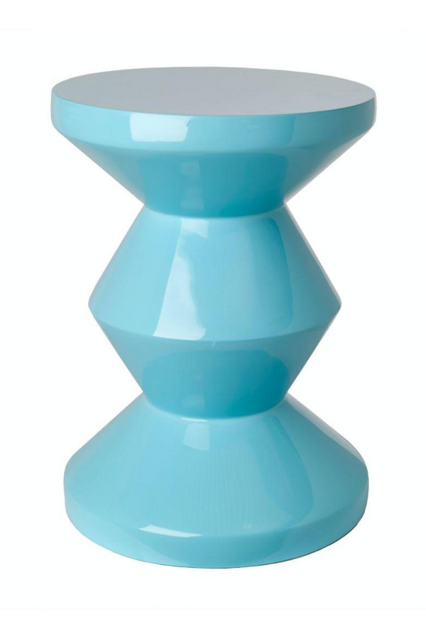 Blue Lacquered Accent Stool | Pols Potten Zig Zag  | Dutchfurniture.com