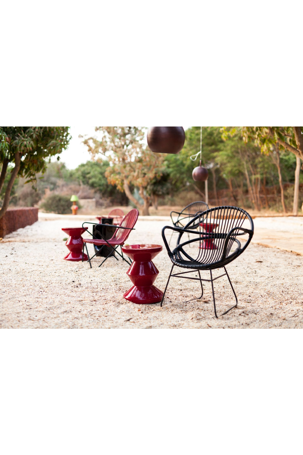 Burgundy Lacquered Accent Stool | Pols Potten Zig Zag  | Oroatrade.com