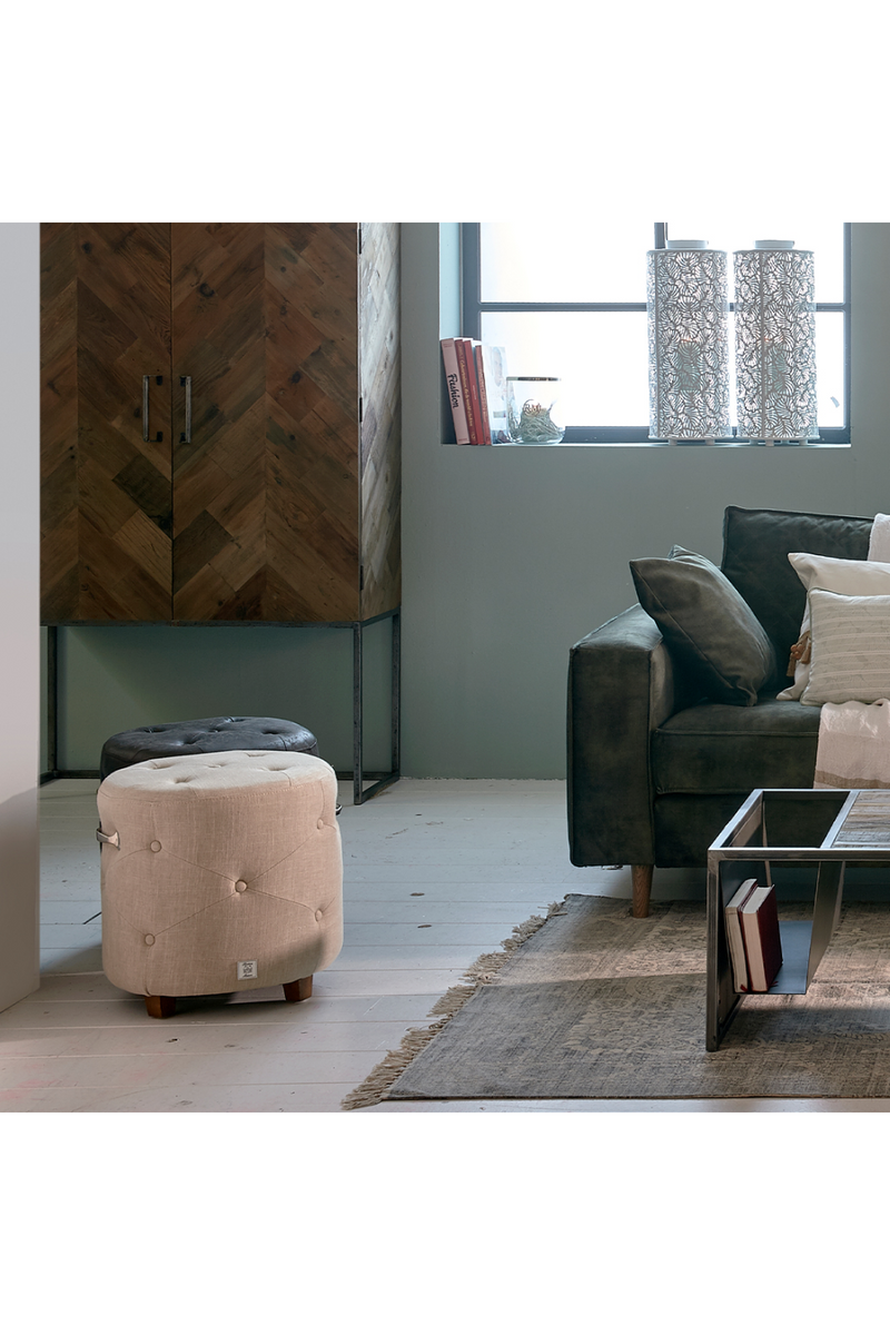 Linen Upholstered Footstool | Rivièra Maison Bowery | DutchFurniture.com