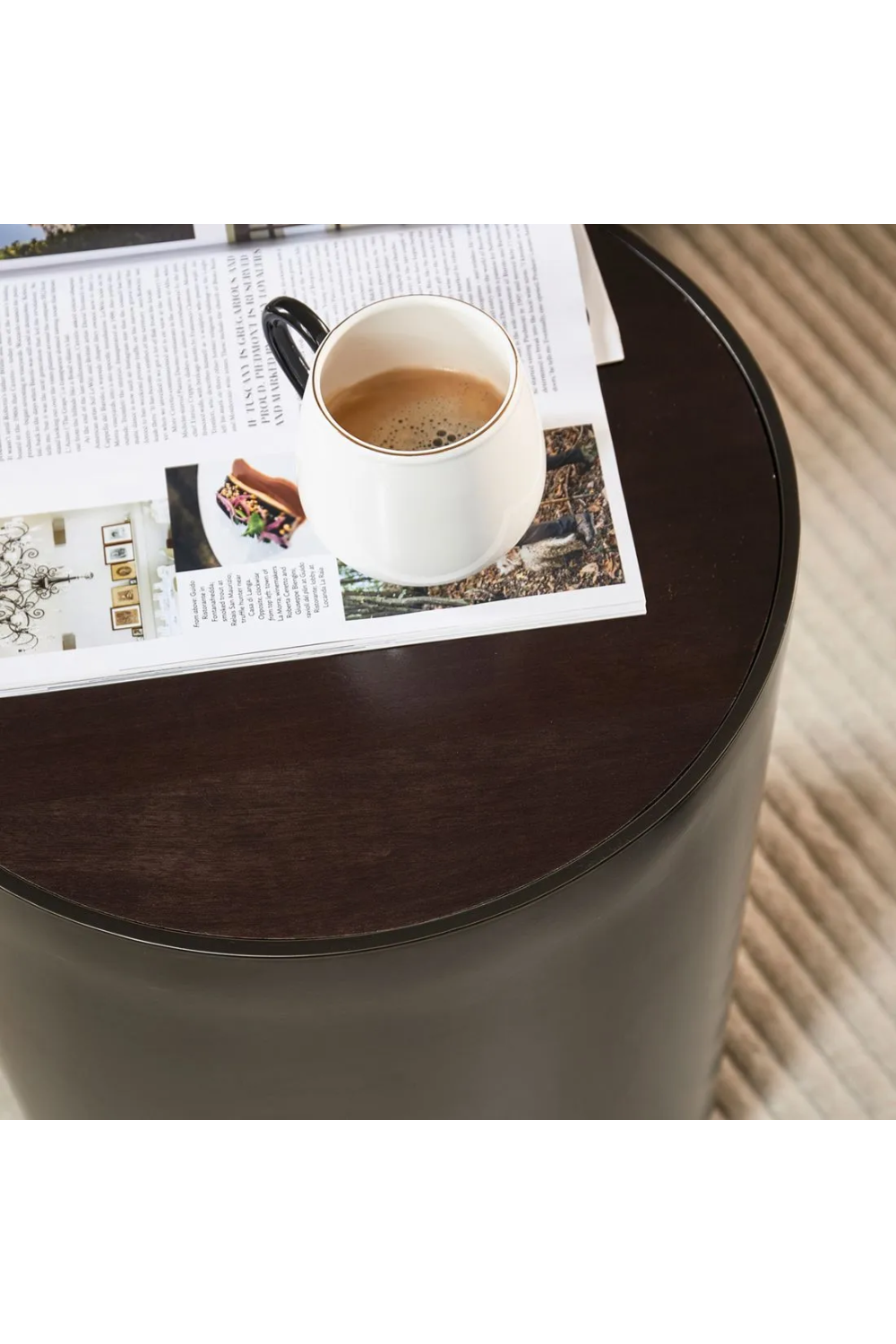 Black Wood Cylindrical End Table | Rivièra Maison Hollywood Hills | Dutchfurniture.com