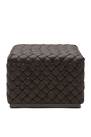 Square Black Leather Footstool | Rivièra Maison Room 48 | Dutchfurniture.com