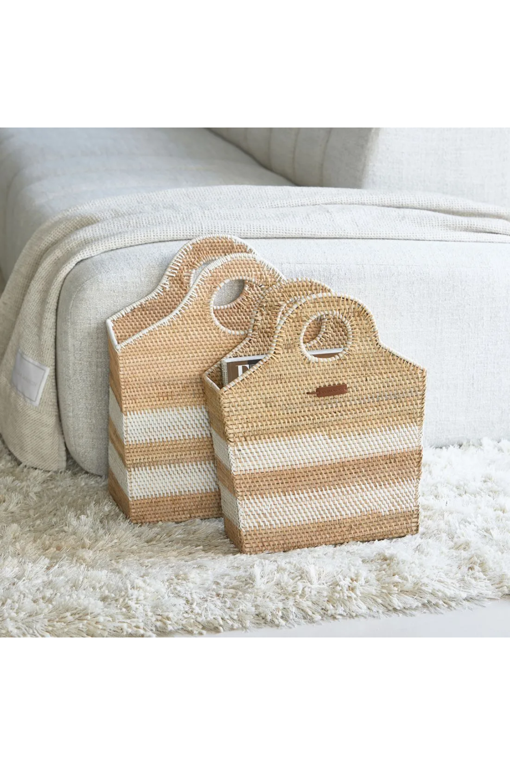 Natural Wicker Magazine Holders (2) | Rivièra Maison Crystal Bay | Dutchfurniture.com