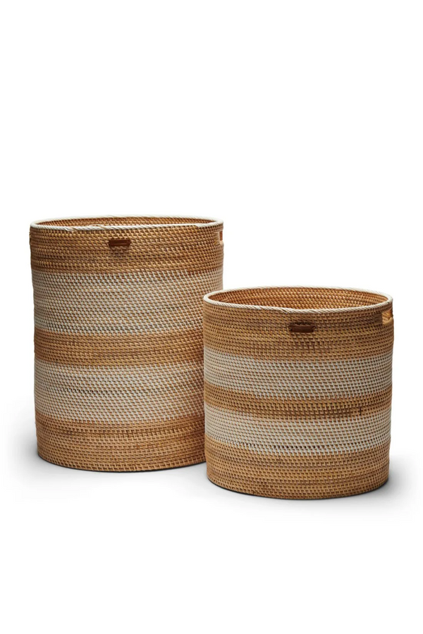 Woven Rattan Cylindrical Baskets (2) | Rivièra Maison Crystal Bay | Dutchfurniture.com