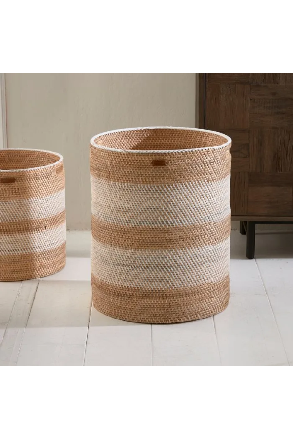 Hand-Woven Rattan Cylindrical Basket | Rivièra Maison Crystal Bay | Dutchfurniture.com