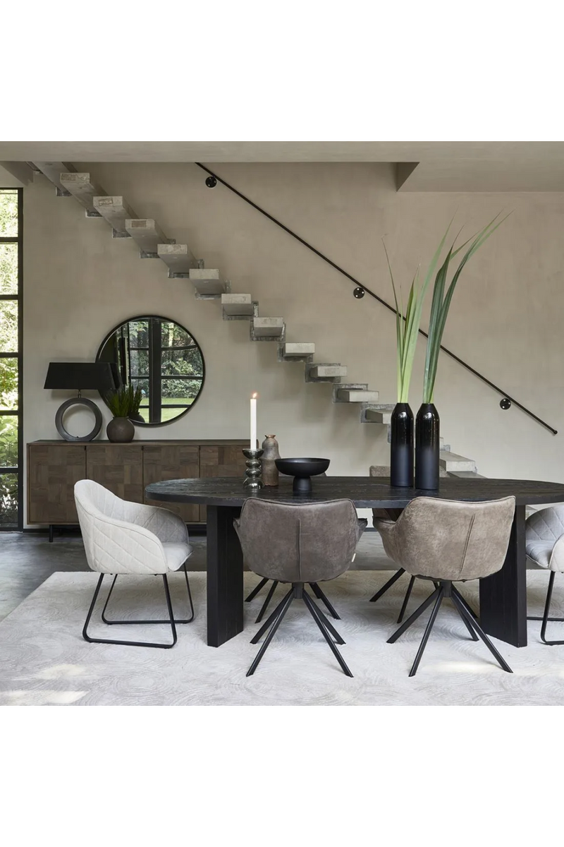 Black Leather Swivel Dining Armchair | Rivièra Maison Carnaby | Dutchfurniture.com
