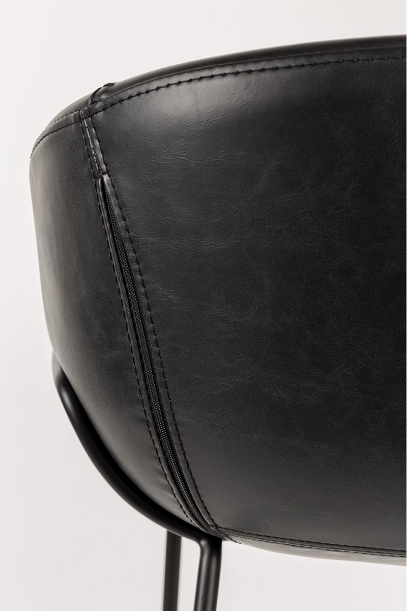 Black Leather Barrel Counter Stools (2) | Zuiver Feston | Dutchfurniture.com