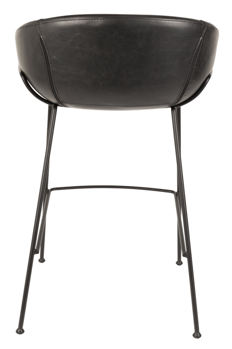 Black Leather Barrel Barstools (2) | Zuiver Feston | Dutchfurniture.com