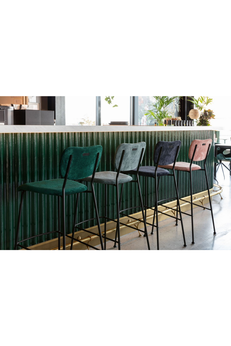 Green Upholstered Barstools (2) | Zuiver Benson | DutchFurniture.com