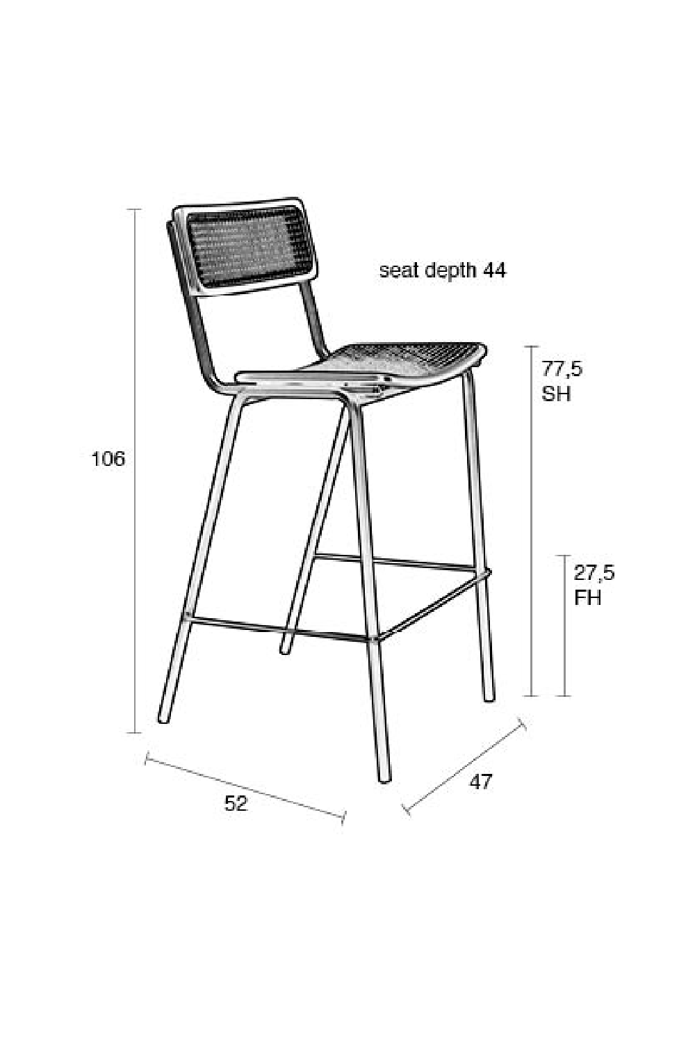 Natural Black Barstools (2) | Zuiver Jort | Oroatrade.com