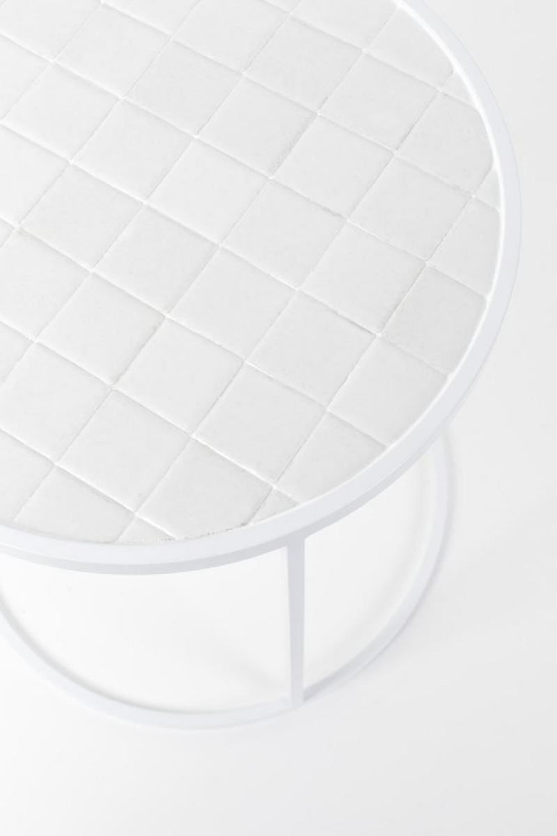 Round White Tile End Table | Zuiver Glazed | DutchFurniture.com