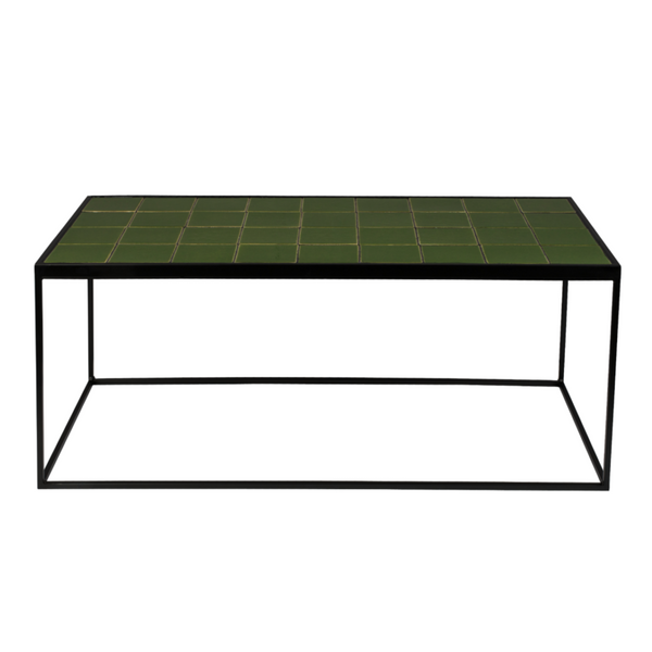 ＩＤＥEＳＴＩＬＴ　ＴＡＢＬＥ　１２００　ＧＲＥＥＮ　ＢＬＡＣＫ Green Tile Top Coffee Table | Zuiver Glazed | Dutch Furniture