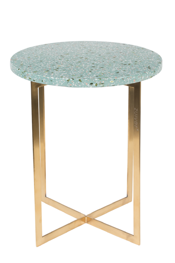 Green Round Terazzo Side Table | Zuiver Luigi | DutchFurniture.com