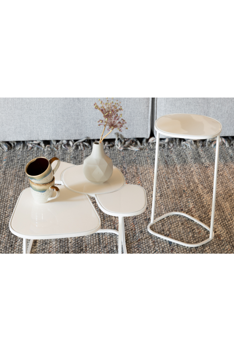 Round Glossy White End Table L | Zuiver Moondrop | Dutchfurniture.com
